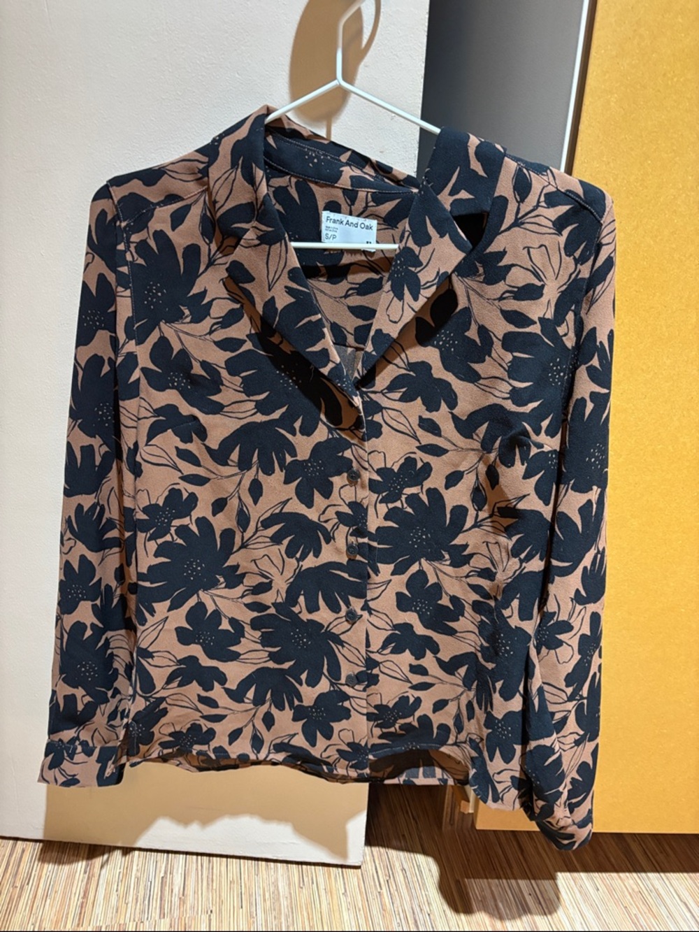 Women's Frank and Oak Black Floral Button-Front Top